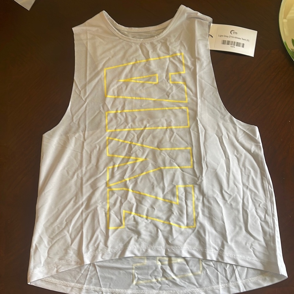 NWT- ZYIA Light Grey Athletic Muscle Tank- Size Small